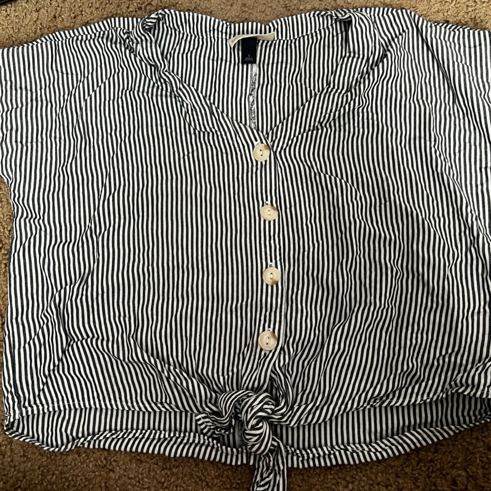 Blue and white striped shirt. Small.
